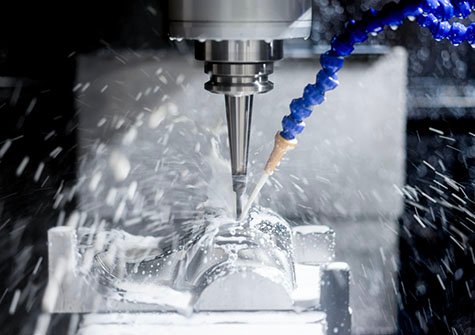 High precision CNC machining center working, operator machining automotive sample part process in factory